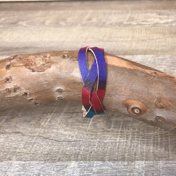 techleathercraft handmade Jewelry - Custom sized watercolor leather mystery braid